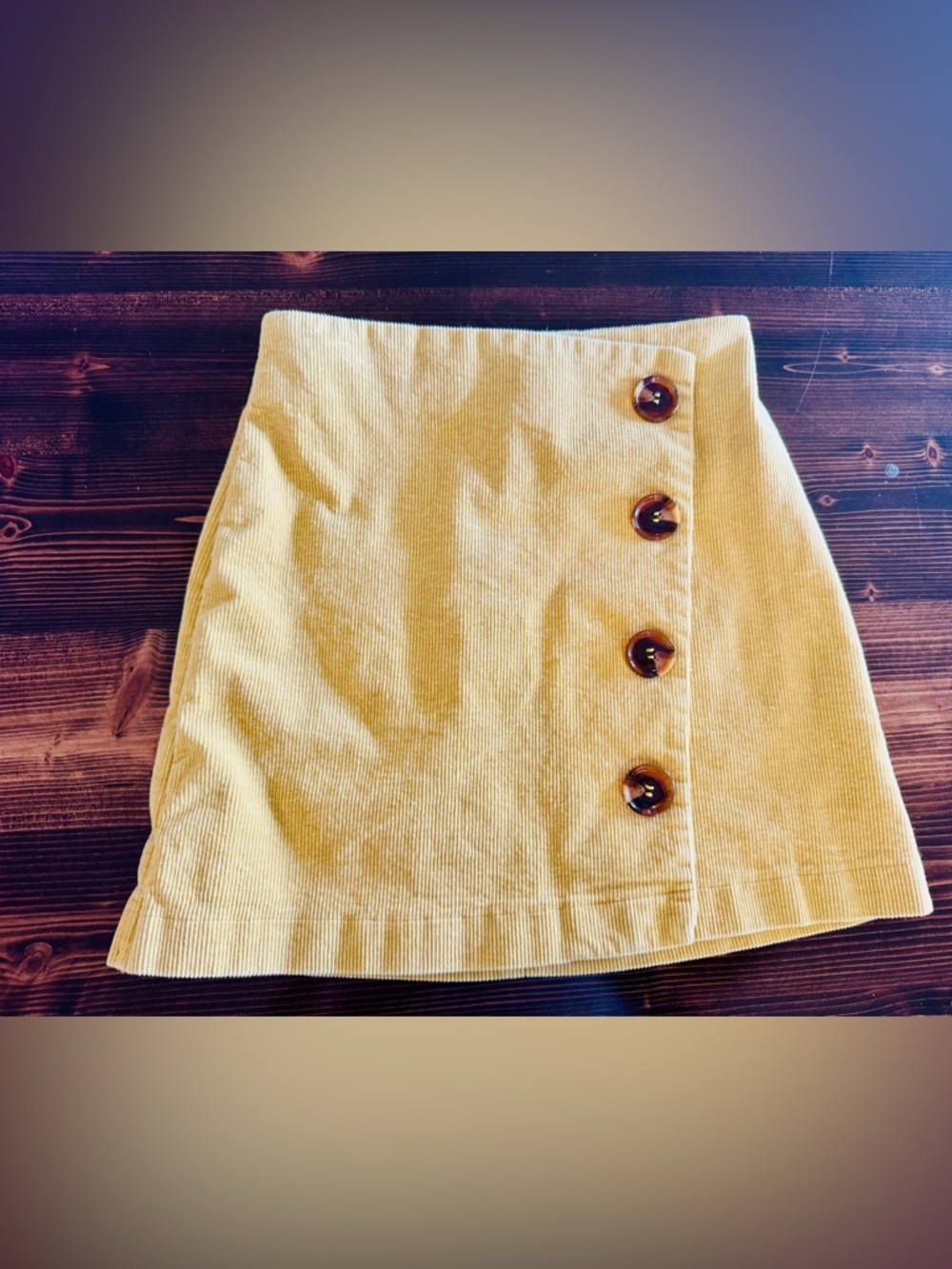 Altar'd State Mustard Yellow Corduroy Mini Skirt with Side Buttons Size S